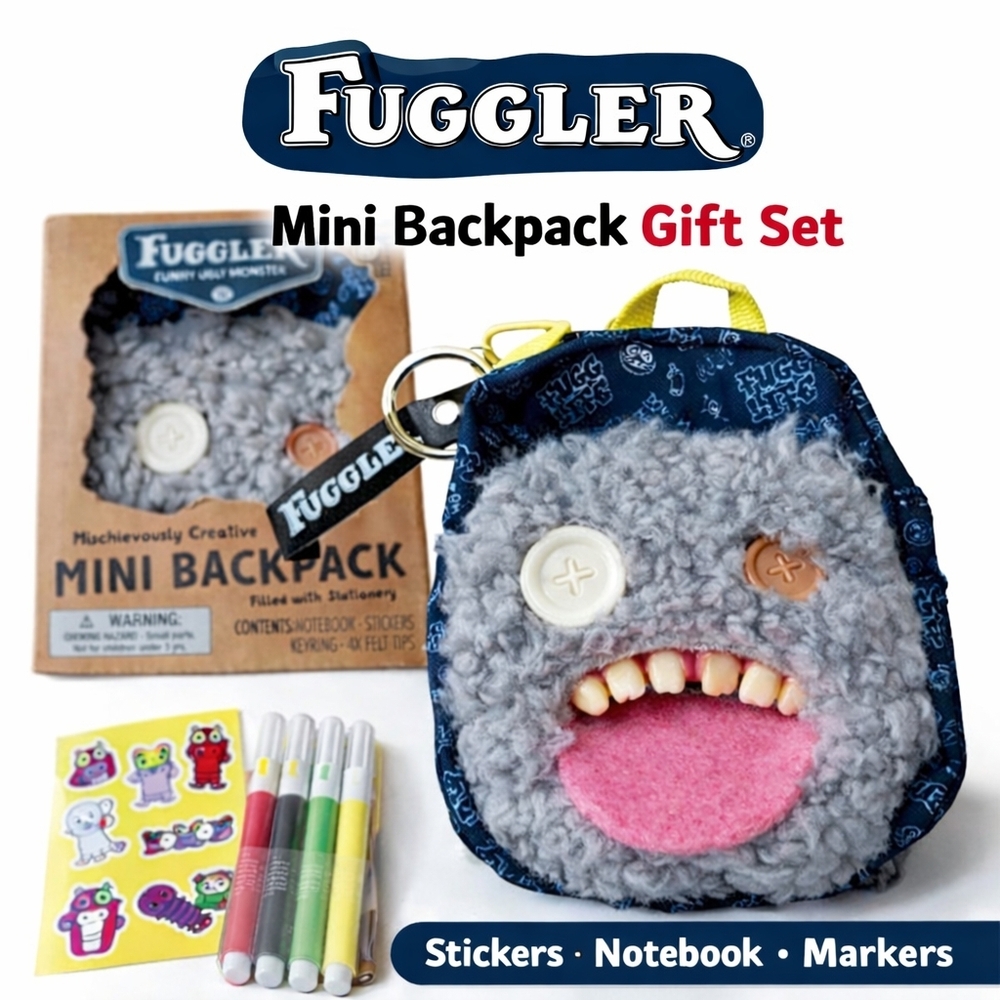 Fuggler Funny Ugly Monster Mini Backpack Stationery Set Keychain Plush NIB